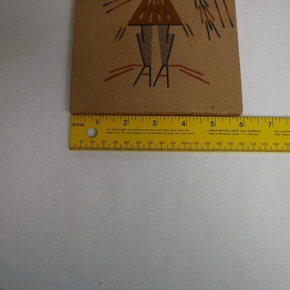 Vintage Navajo "Hunchback Medicine Man"  Sand Art w/ Tribal Figure Design 12"x6" - Picture 3 of 10